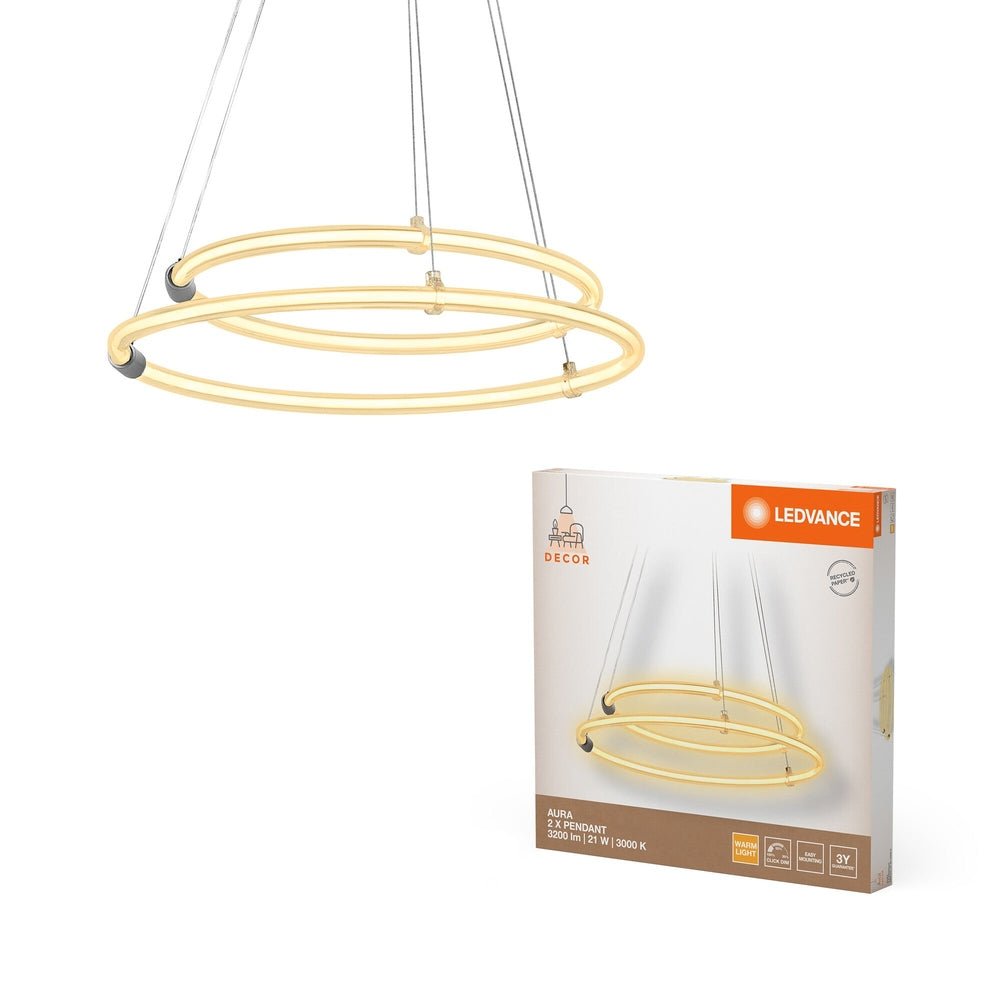 Designový lustr kruhový 2 x 21W AUTRA PENDANT, teplá bílá