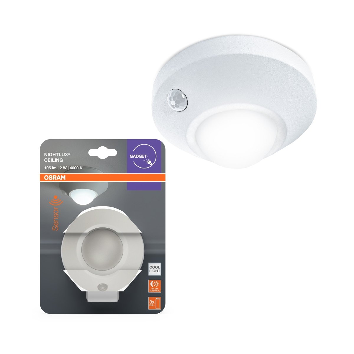 4099854530807 - Dětské stropní noční LED svítidlo CEILING na baterie, bílé OSRAM - Orientační svítidlo - LEDVANCE e - shop