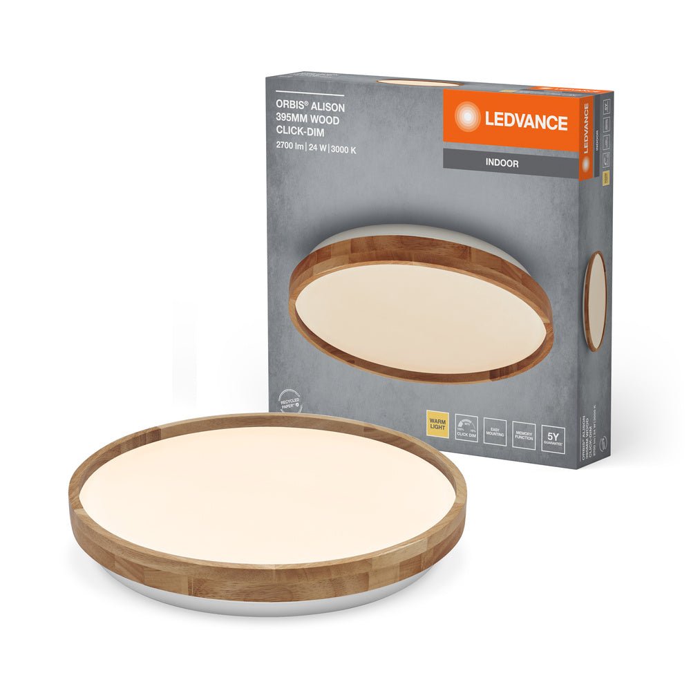 Dřevěné LED stropní svítidlo 395 mm ORBIS, teplá bílá