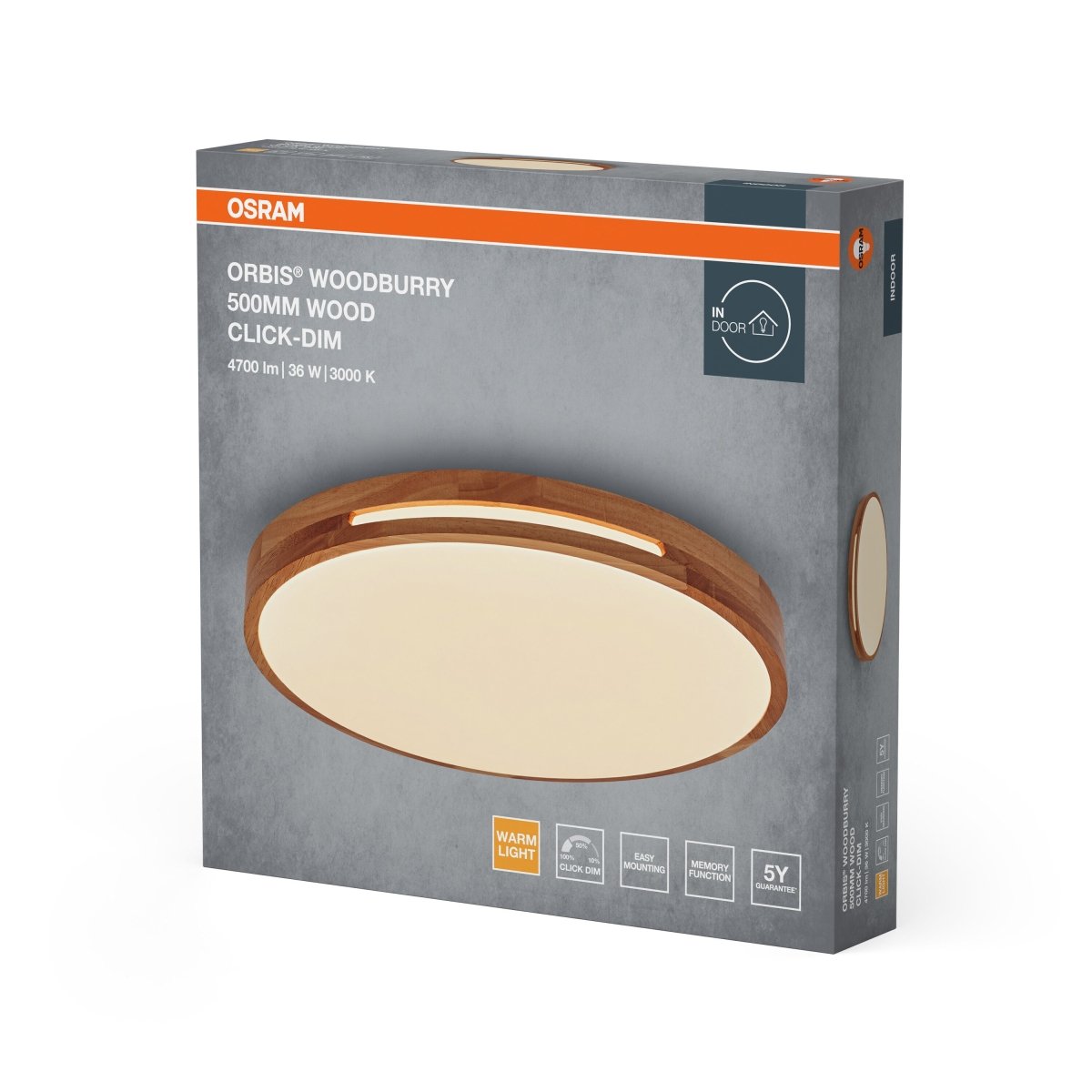 4099854450884 - Dřevěné LED stropní svítidlo 500 mm ORBIS, teplá bílá OSRAM - Stropní svítidlo - LEDVANCE e - shop