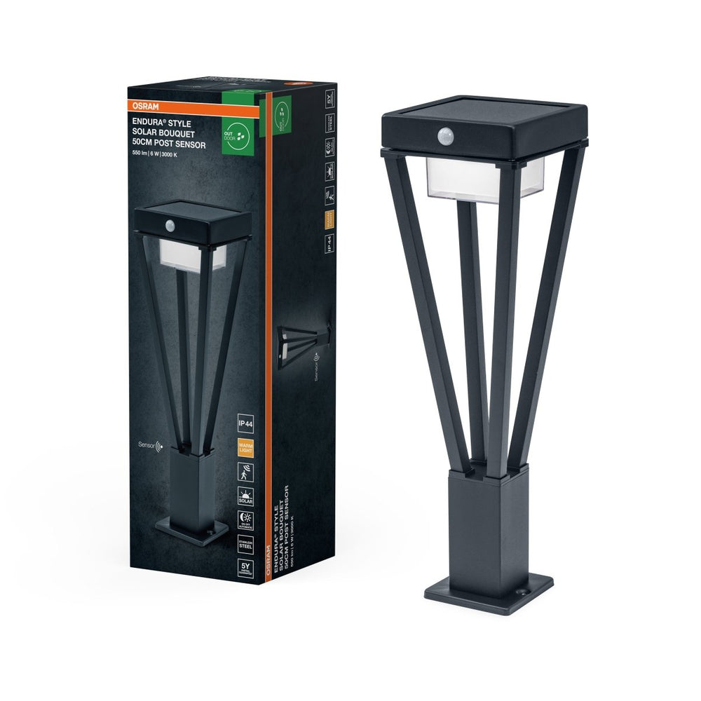 Endura Style Solar Bouquet 50cm Post senzor 6W černé