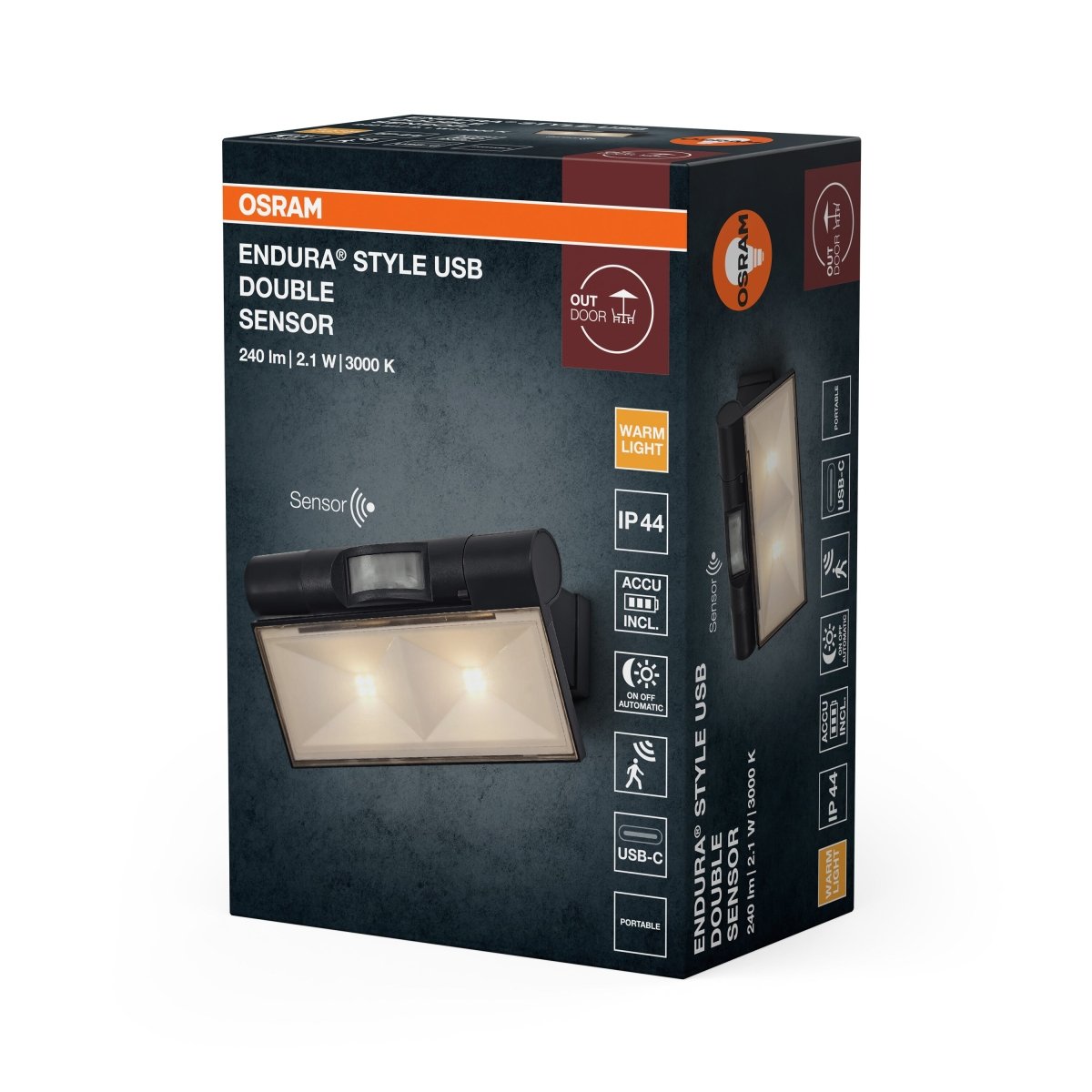4099854699771 - ENDURA® Style USB nastavitelný nahoru/dolů, šedá, teplá bílá, 110 ° - Venkovní dekorativní svítidlo - Czechia LEDVANCE e-shop