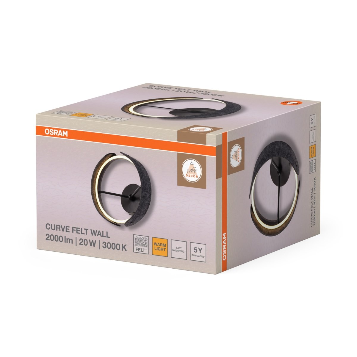 4058075847569 - Filcové nástěnné svítidlo Curve Felt, 20W, Teplá bílá - Czechia LEDVANCE e - shop