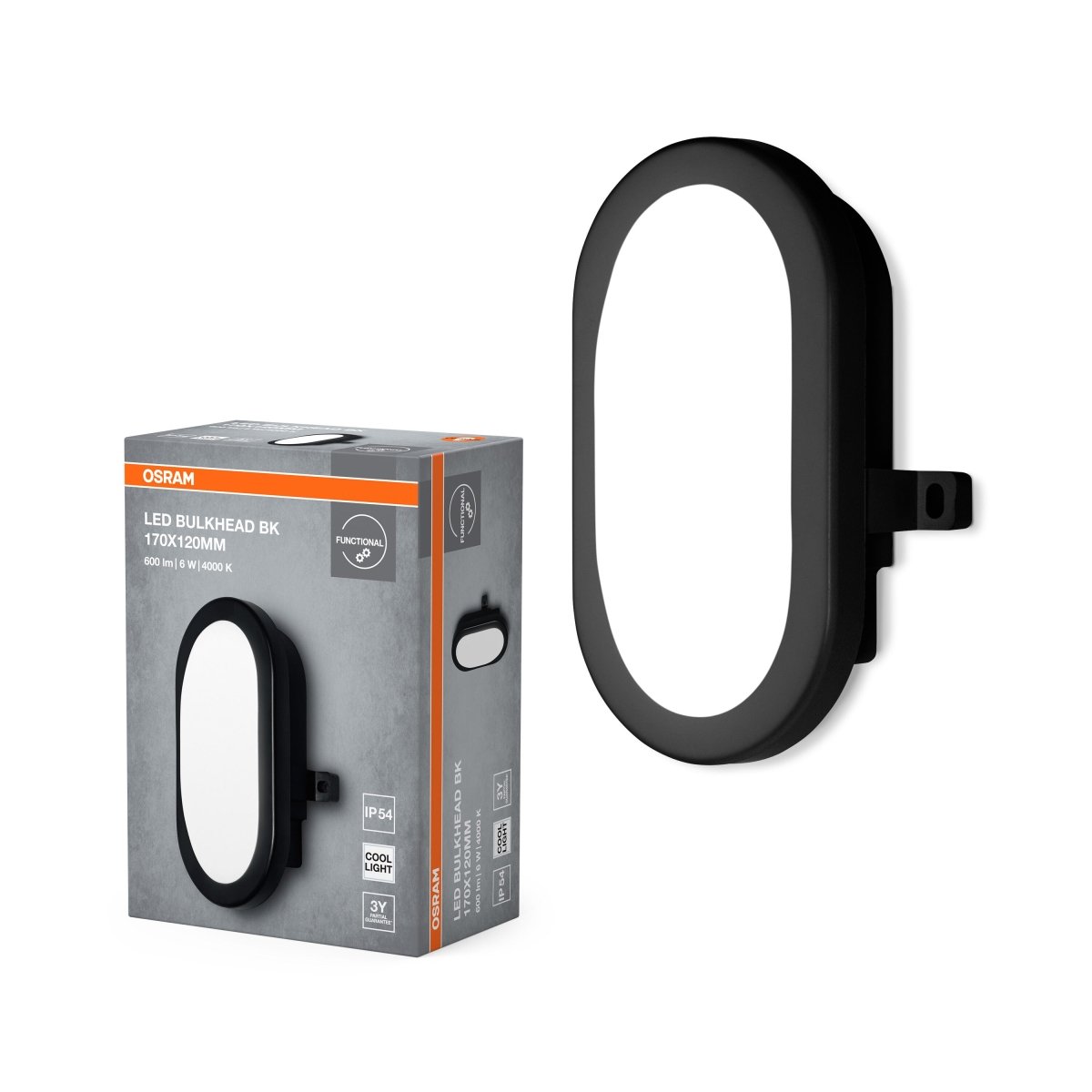 4099854428678 - Funkční venkovní LED svítidlo BULKHEAD 6W IP54, černé OSRAM - Nástěnné venkovní svítidlo - LEDVANCE e - shop