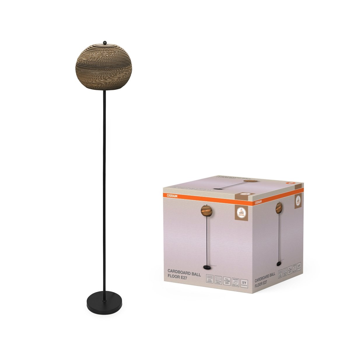 4099854453892 - Hnědá dekorativní stojací lampa E27 Ball - Stojací lampa - LEDVANCE e - shop