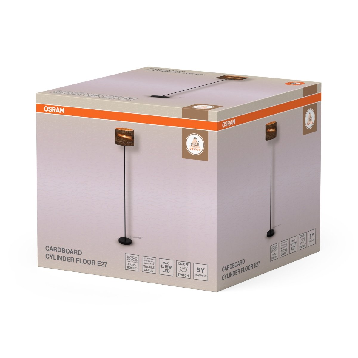 4099854453953 - Hnědá dekorativní stojací lampa E27 Cylinder - Stojací lampa - LEDVANCE e - shop