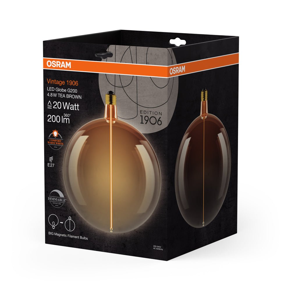 4058075836426 - Hnědá LED žárovka E27 4.8W VINTAGE GLOBE, teplá bílá - Žárovka - LEDVANCE e - shop