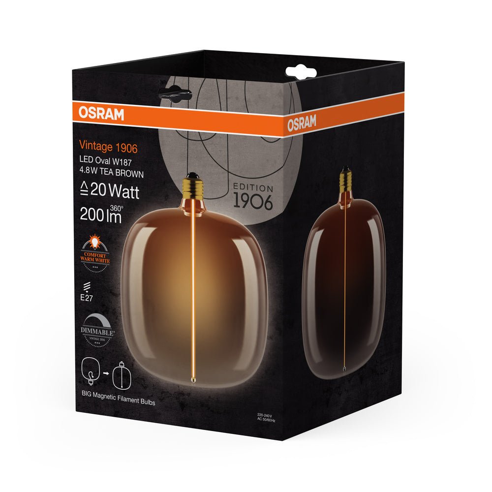 4058075836389 - Hnědá LED žárovka E27 4W VINTAGE OVAL, teplá bílá - Žárovka - LEDVANCE e - shop