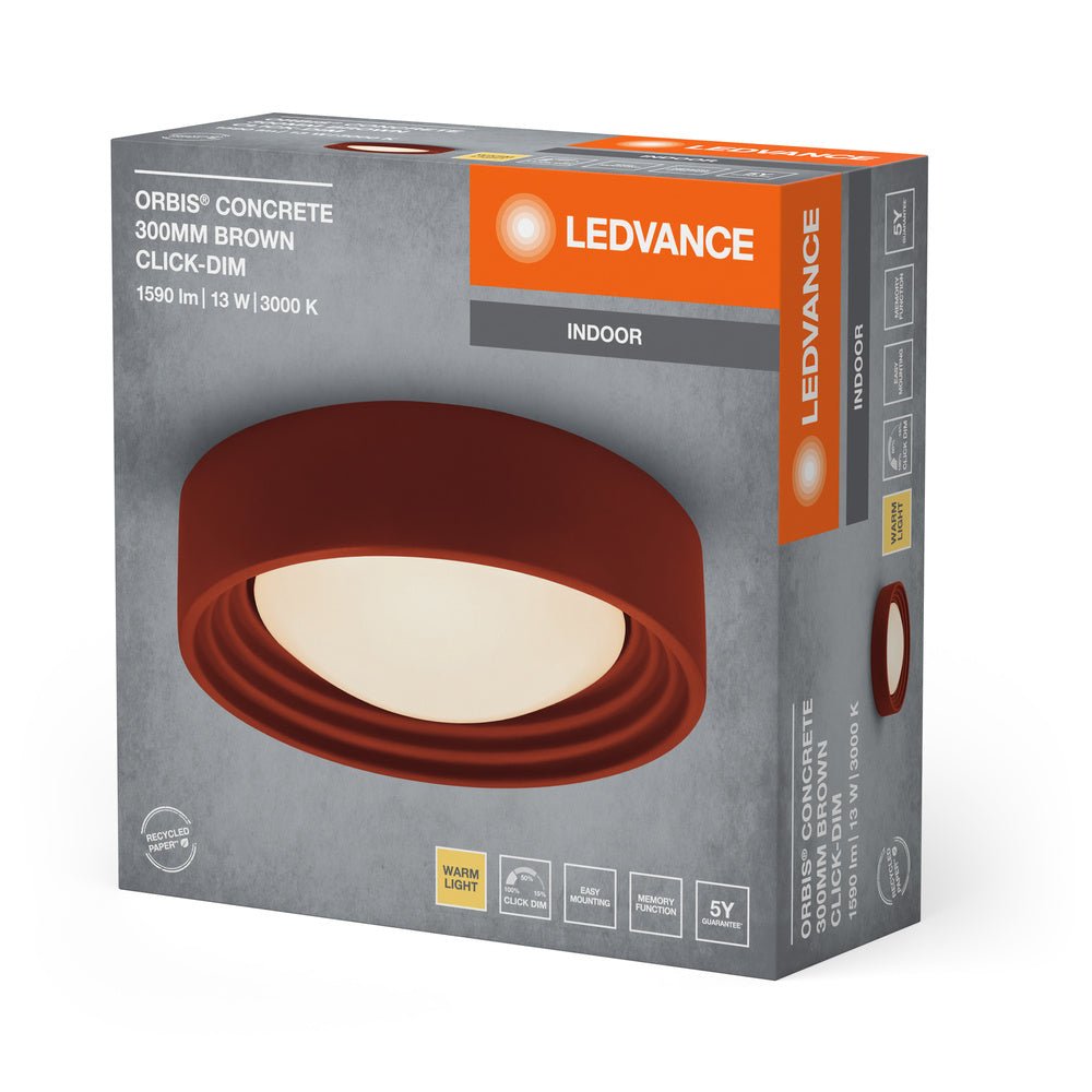 4099854278822 - Hnědé stropní svítidlo 13W ORBIS 300mm, teplá bílá - Stropní svítidlo - LEDVANCE e - shop