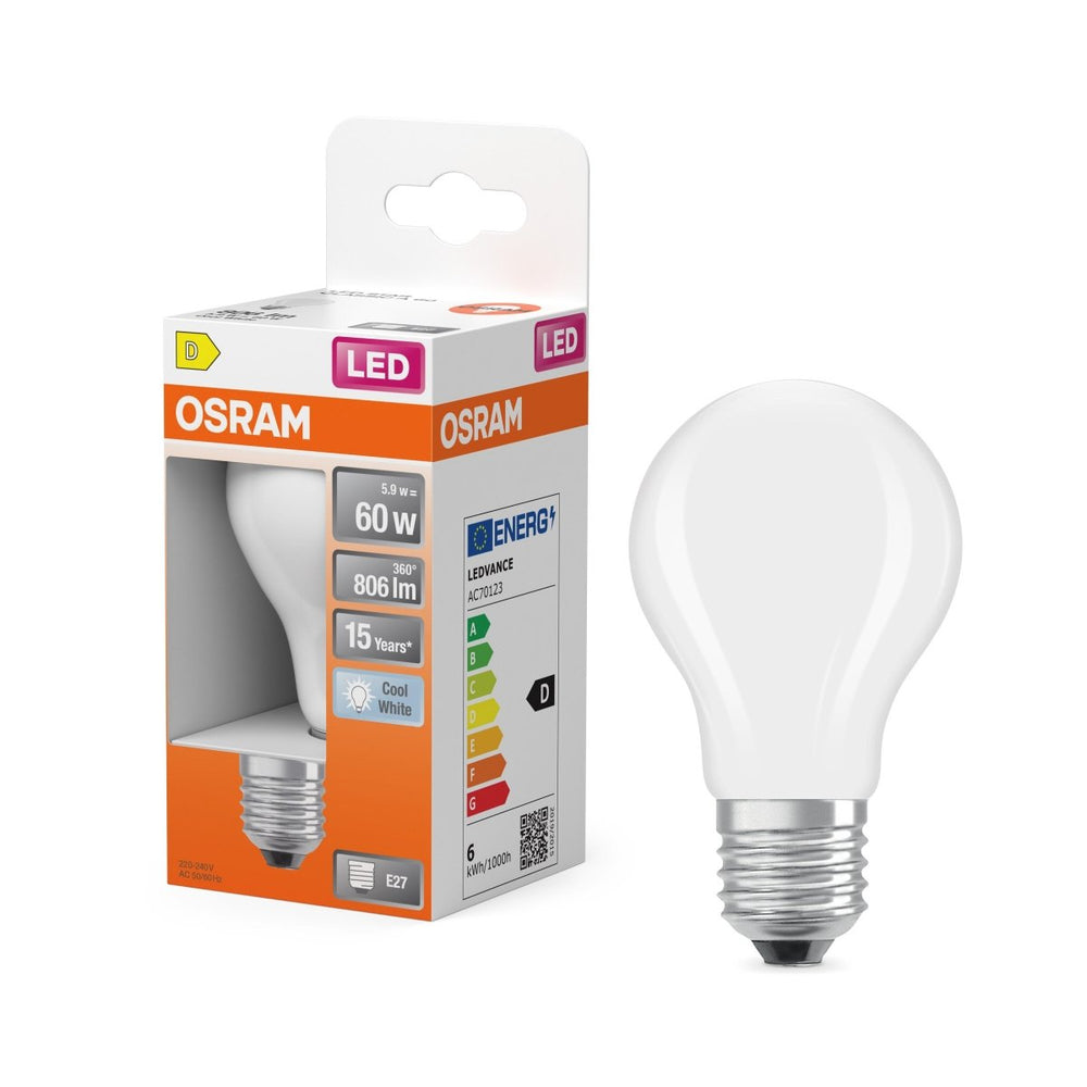 Klasická LED matná žárovka E27 7 W STAR, studená bílá OSRAM
