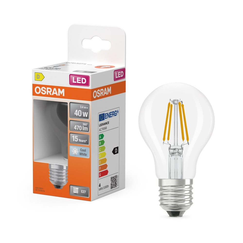 Klasická LED žárovka E27 4 W STAR, studená bílá OSRAM