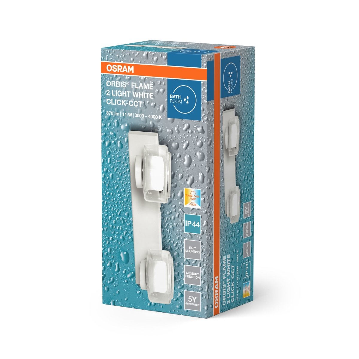 4099854447822 - Koupelnové bílé nástěnné světlo IP44 ORBIS 2, laditelná bílá OSRAM - Nástěnné svítidlo - LEDVANCE e - shop
