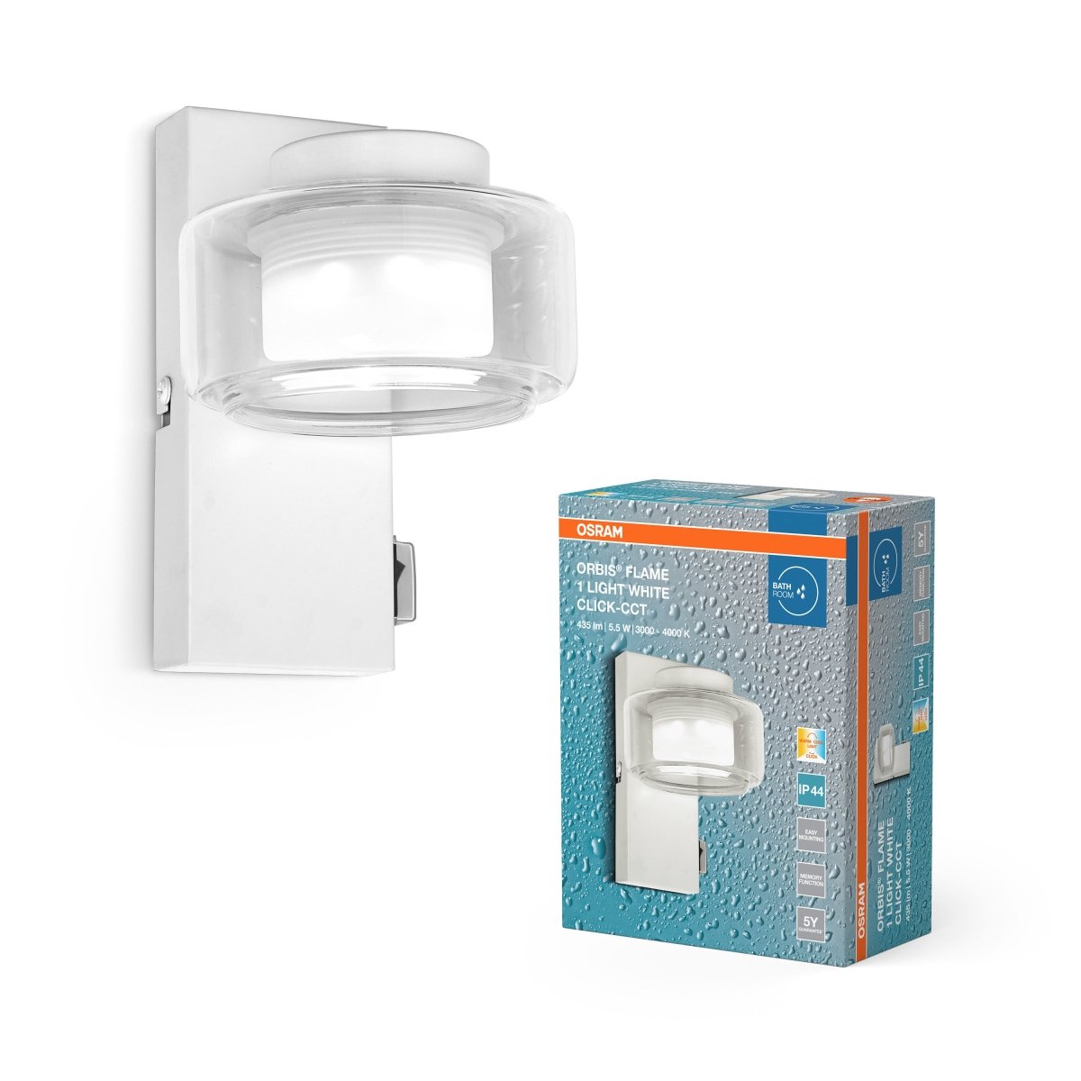 4099854448041 - Koupelnové bílé nástěnné světlo IP44 ORBIS, laditelná bílá OSRAM - Nástěnné svítidlo - LEDVANCE e - shop
