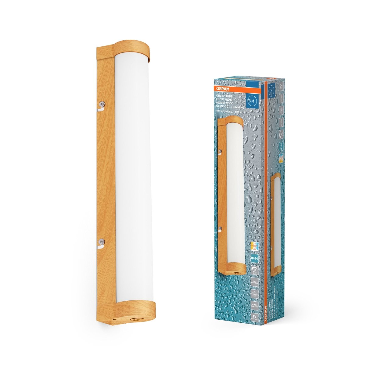 4099854450587 - Koupelnové dřevěné nástěnné světlo 400 mm TUBE, laditelná bílá OSRAM - Nástěnné svítidlo - LEDVANCE e - shop