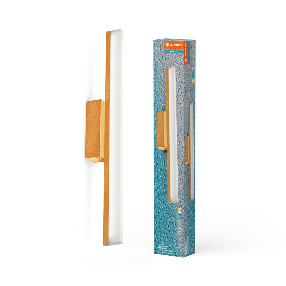 Koupelnové dřevěné nástěnné světlo 600 mm ORBIS, laditelná bílá