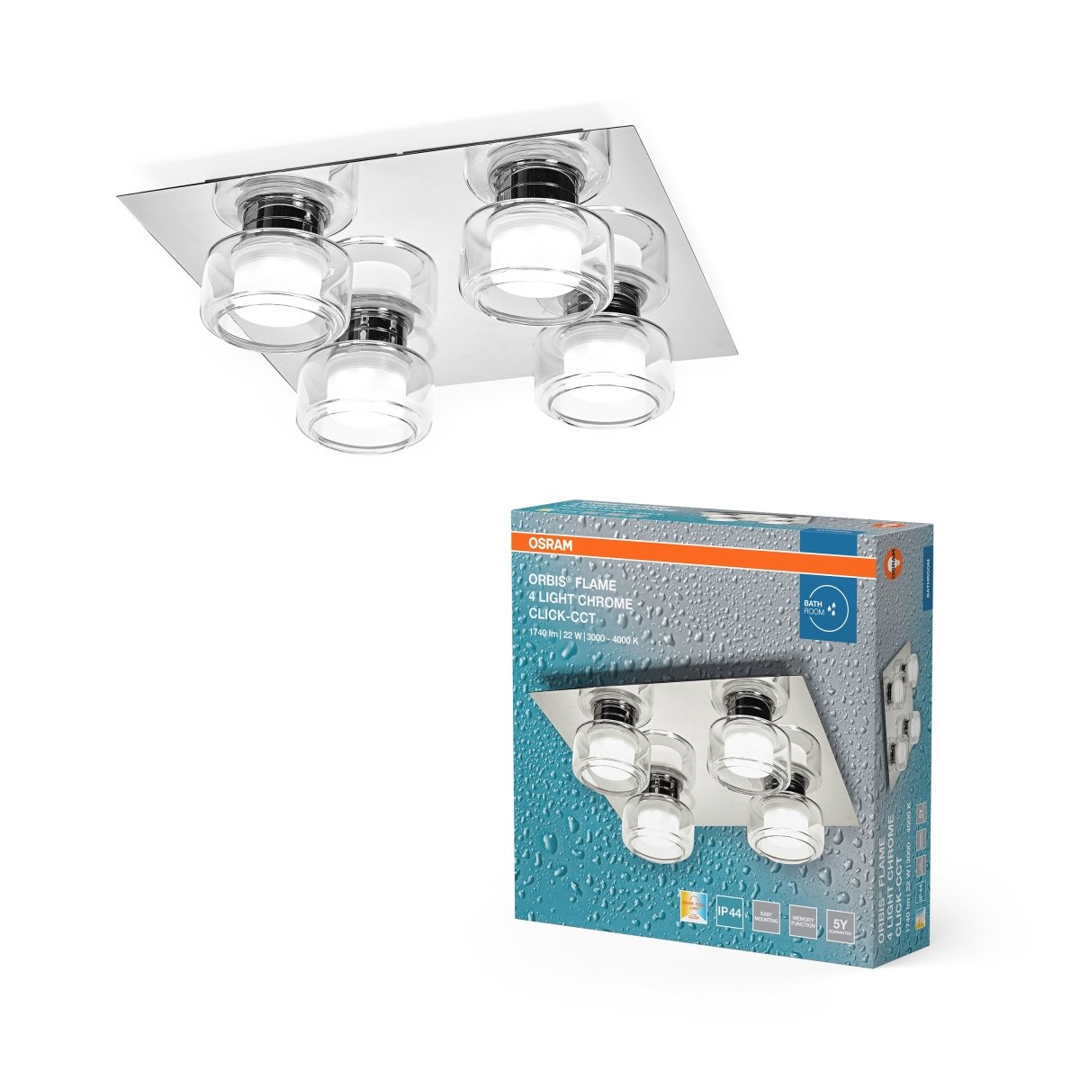 4099854447969 - Koupelnové stříbrné stropní svítidlo ORBIS 4, laditelná bílá OSRAM - Stropní svítidlo - LEDVANCE e - shop