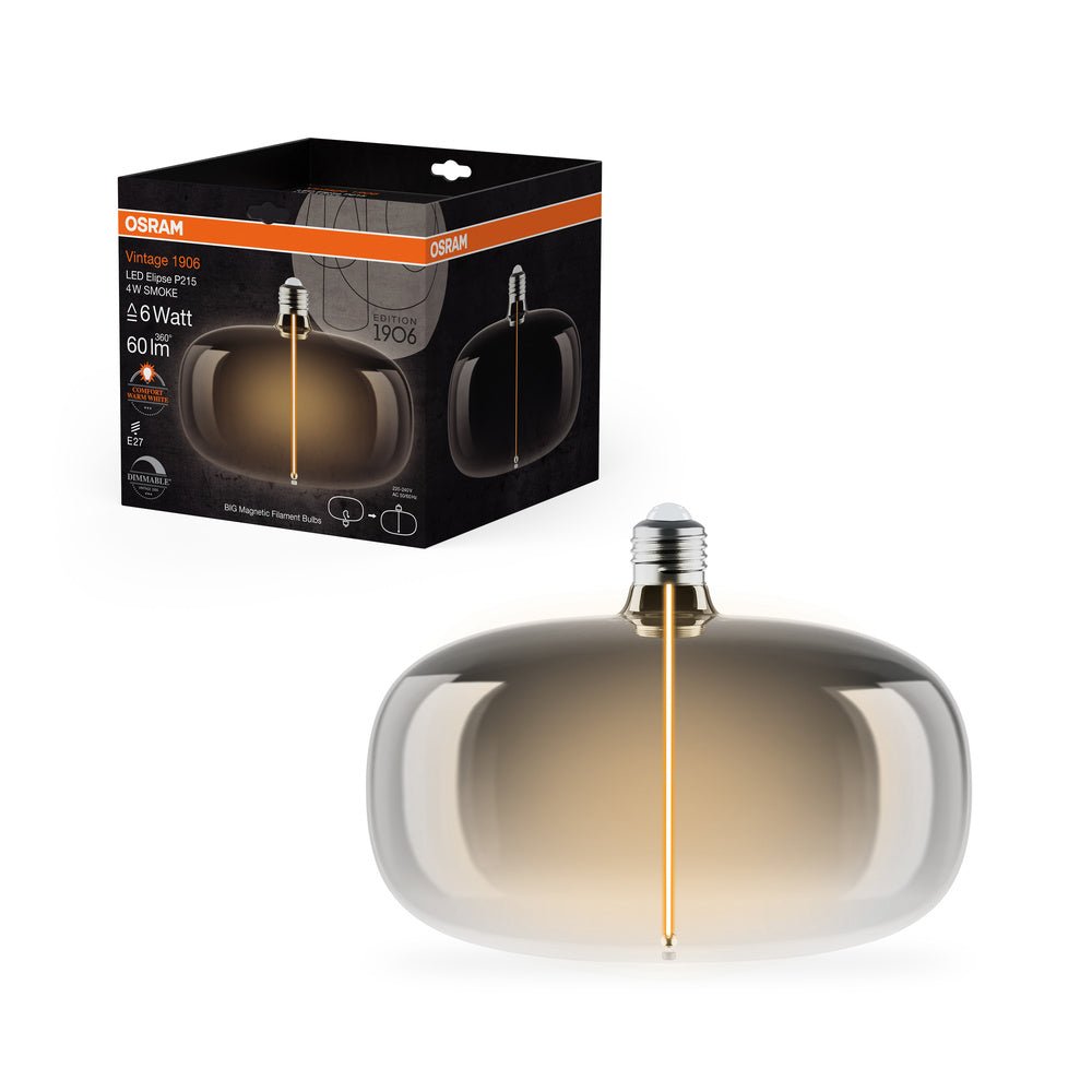 Kouřová LED žárovka E27 4W VINTAGE ELIPSE, teplá bílá