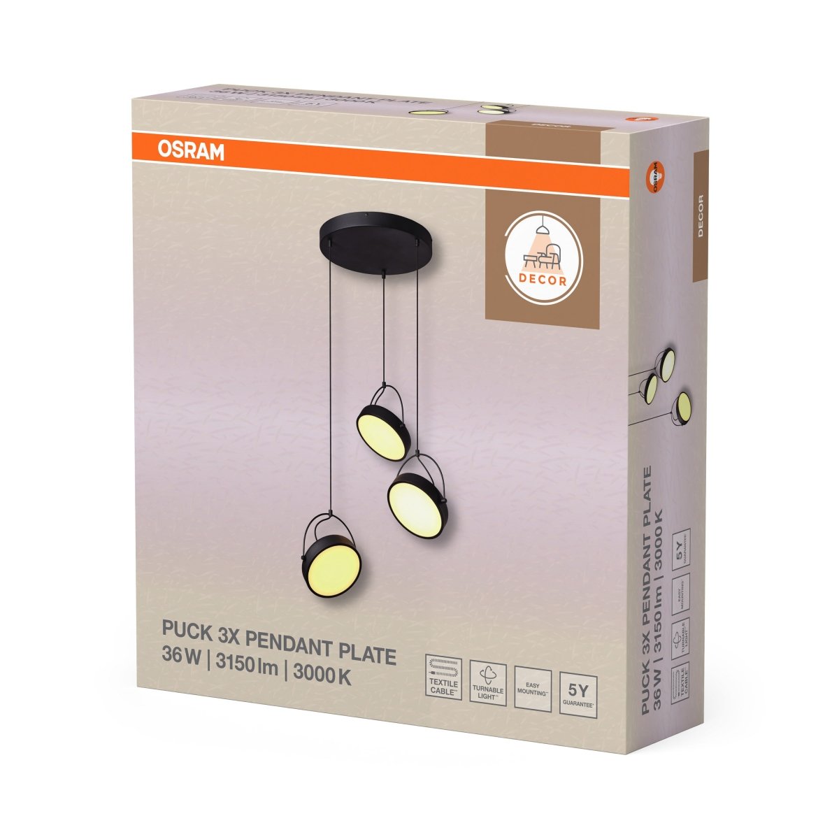 4058075846586 - Kruhové závěsné svítidlo Puck (3 svítidla), 36W, Teplá bílá, Černé - Czechia LEDVANCE e - shop