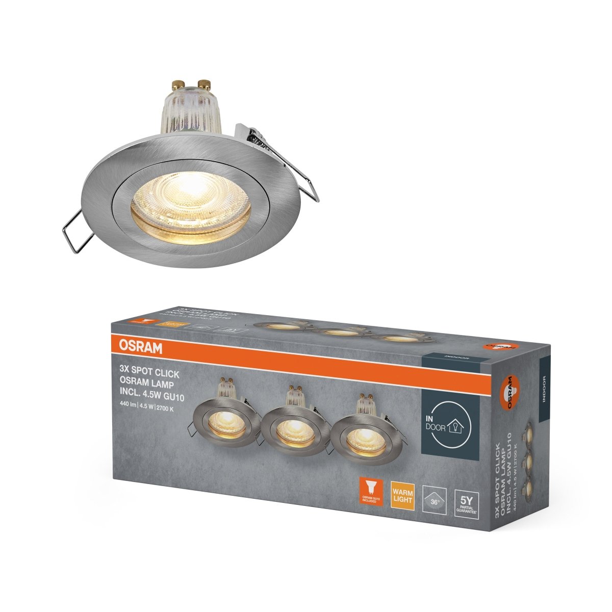 4058075853317 - LED bodové svítidlo, zapuštěné, 4.5W, Saténový nikl - Reflektor - Czechia LEDVANCE e - shop