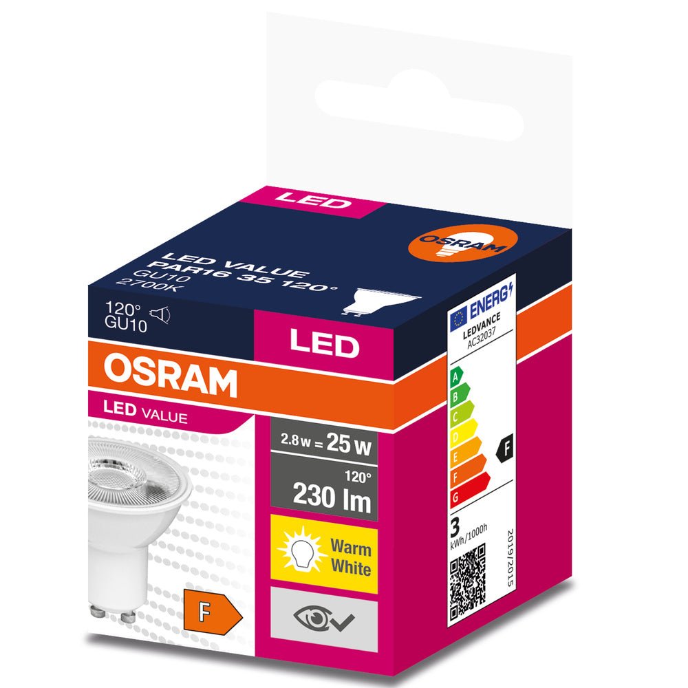 4058075198944 - LED bodovka GU10 2.8 W PAR16, teplá bílá - Žárovka - LEDVANCE e - shop