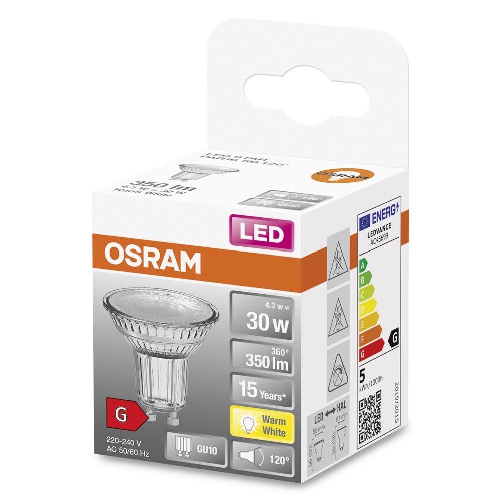 4058075303263 - LED bodovka GU10 4.3 W STAR, teplá bílá - Bodovka - LEDVANCE e - shop