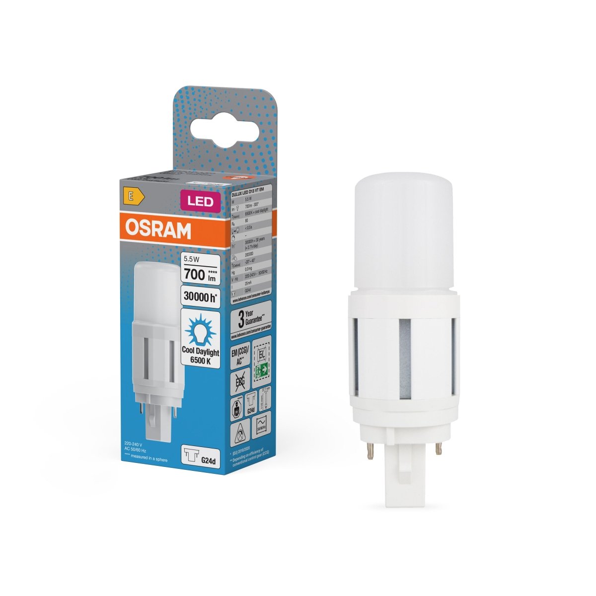 4099854502835 - LED náhrada DULUX LED D13 VT, 5.5W, Studená bílá, G24D - Czechia LEDVANCE e - shop