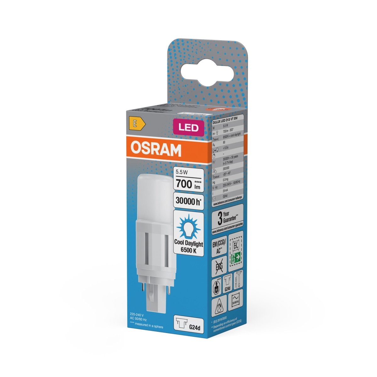 4099854502835 - LED náhrada DULUX LED D13 VT, 5.5W, Studená bílá, G24D - Czechia LEDVANCE e - shop