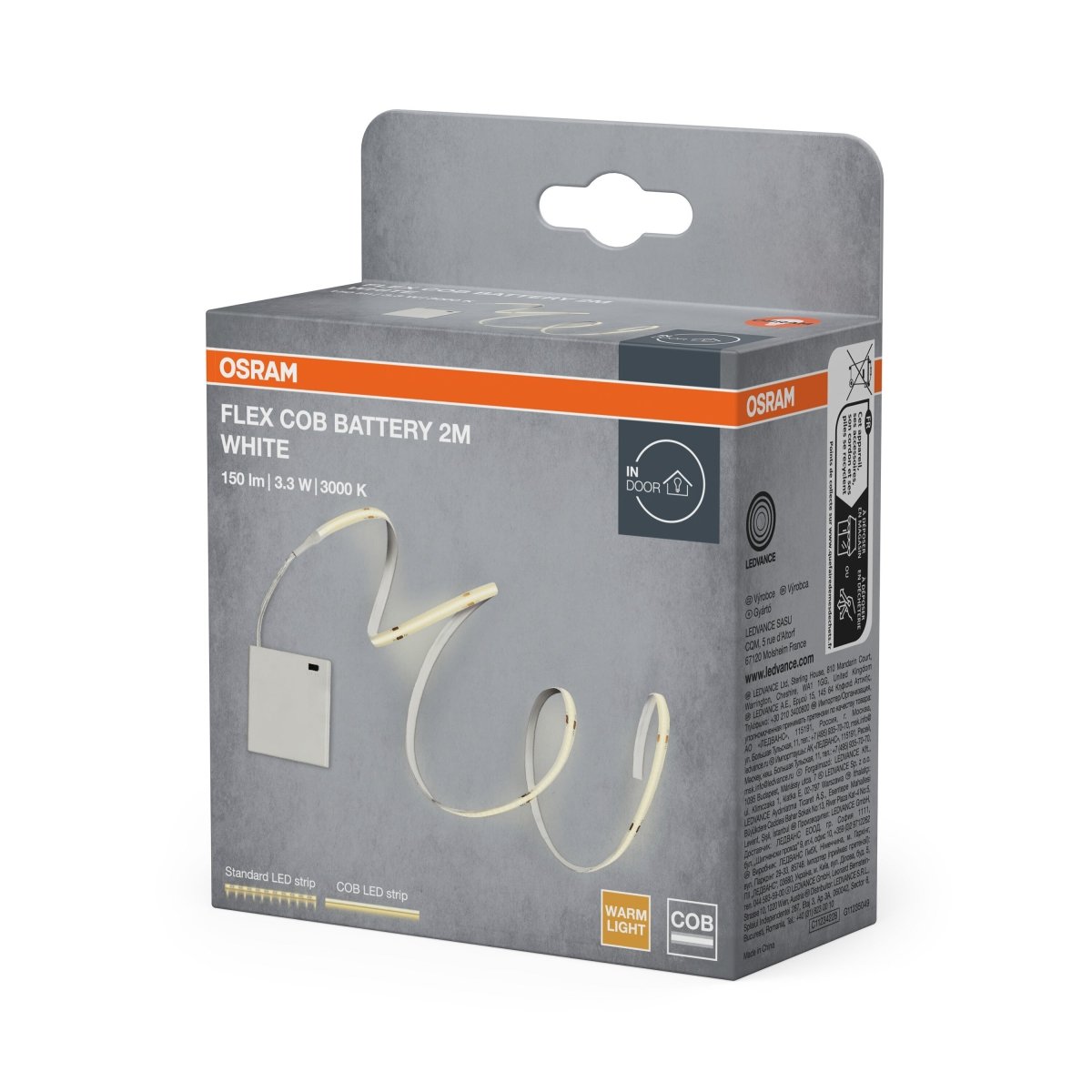 4099854448812 - LED pásek COB na baterie 2m, Teplá Bílá - LED pásek - Czechia LEDVANCE e - shop