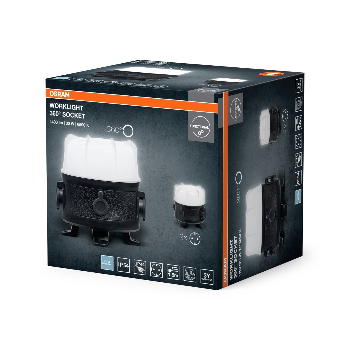 4099854430435 - LED Pracovní svítidlo VALUE 360° S ZÁSUVKOU 30W, Studené denní světlo - Svítilna - Czechia LEDVANCE e - shop