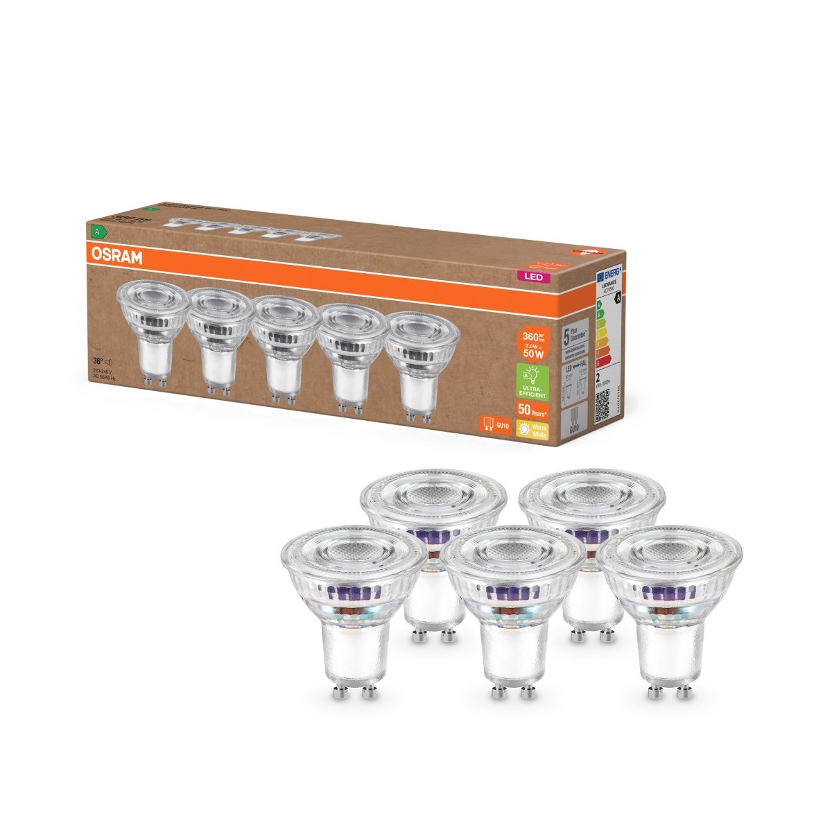 4099854298479 - LED reflektor PAR16 50, 36°, Třída A, 2W, Teplá bílá, GU10 - Czechia LEDVANCE e - shop