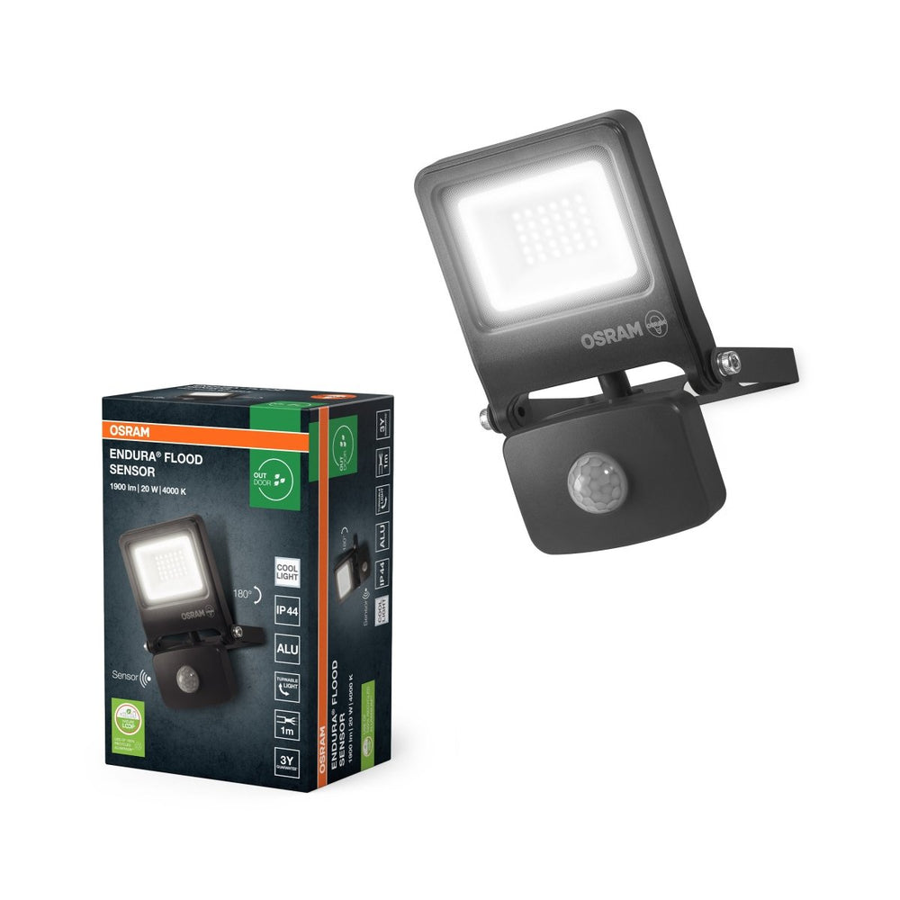 Venkovní reflektor ENDURA OSRAM 20 W se senzorem, studená bílá