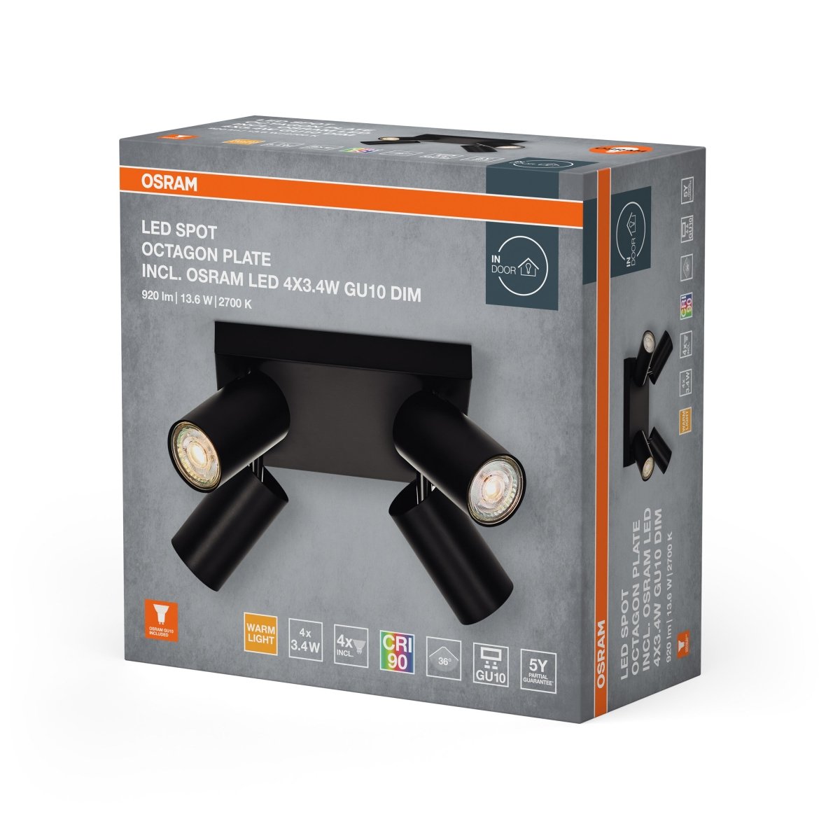 4099854474064 - LED stropní svítidlo 13,6 WU10 4 SPOT OCTAGON, teplá bílá OSRAM - Stropní svítidlo - LEDVANCE e - shop