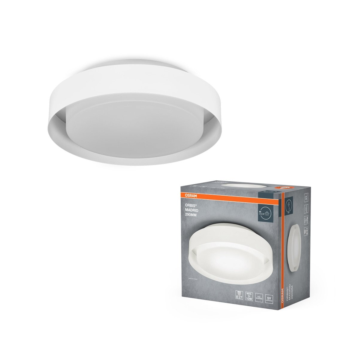 4099854448539 - LED stropní svítidlo bílé E27 ORBIS MADRID 290 mm OSRAM - Stropní svítidlo - LEDVANCE e - shop