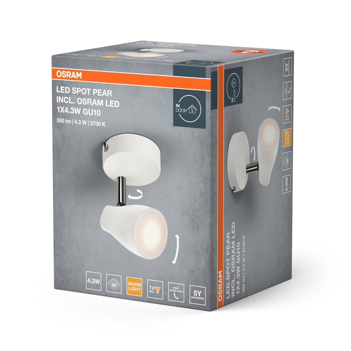 4099854473760 - LED stropní svítidlo bílé SPOT PEAR 4.3 W, teplá bílá OSRAM - Stropní svítidlo - LEDVANCE e - shop