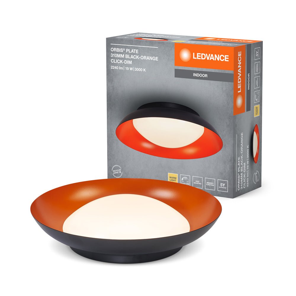 LED stropní svítidlo černá + oranžová 310mm ORBIS, teplá bílá
