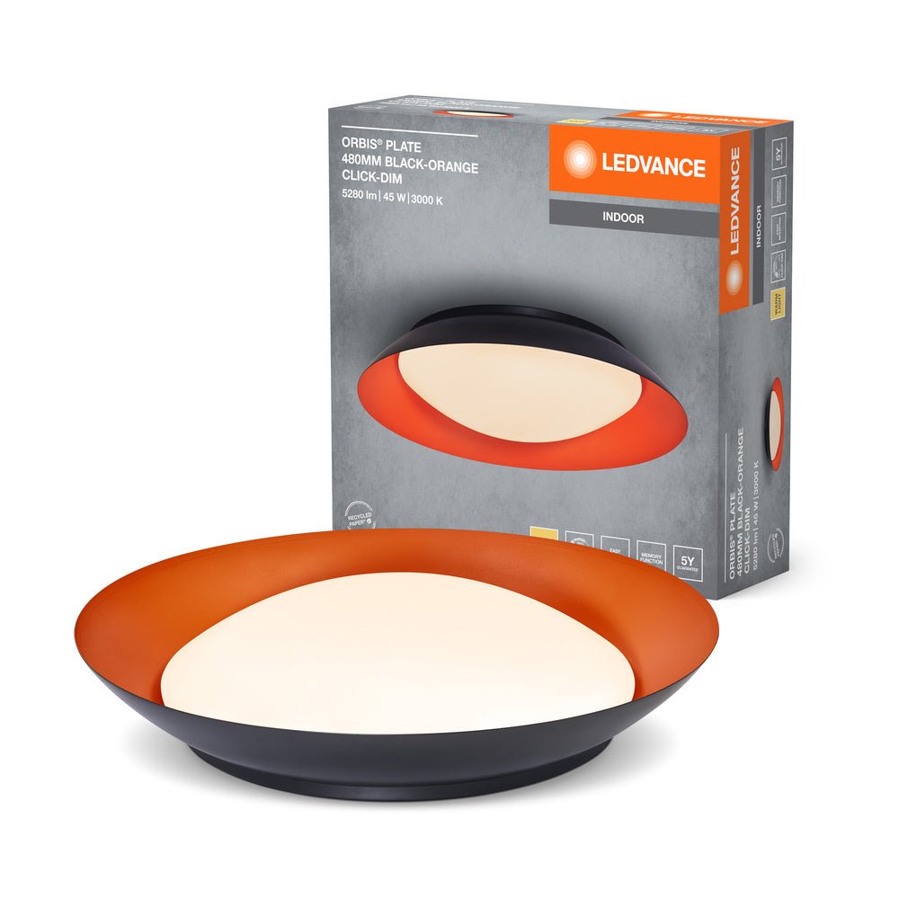 LED stropní svítidlo černá + oranžová 480mm ORBIS, teplá bílá