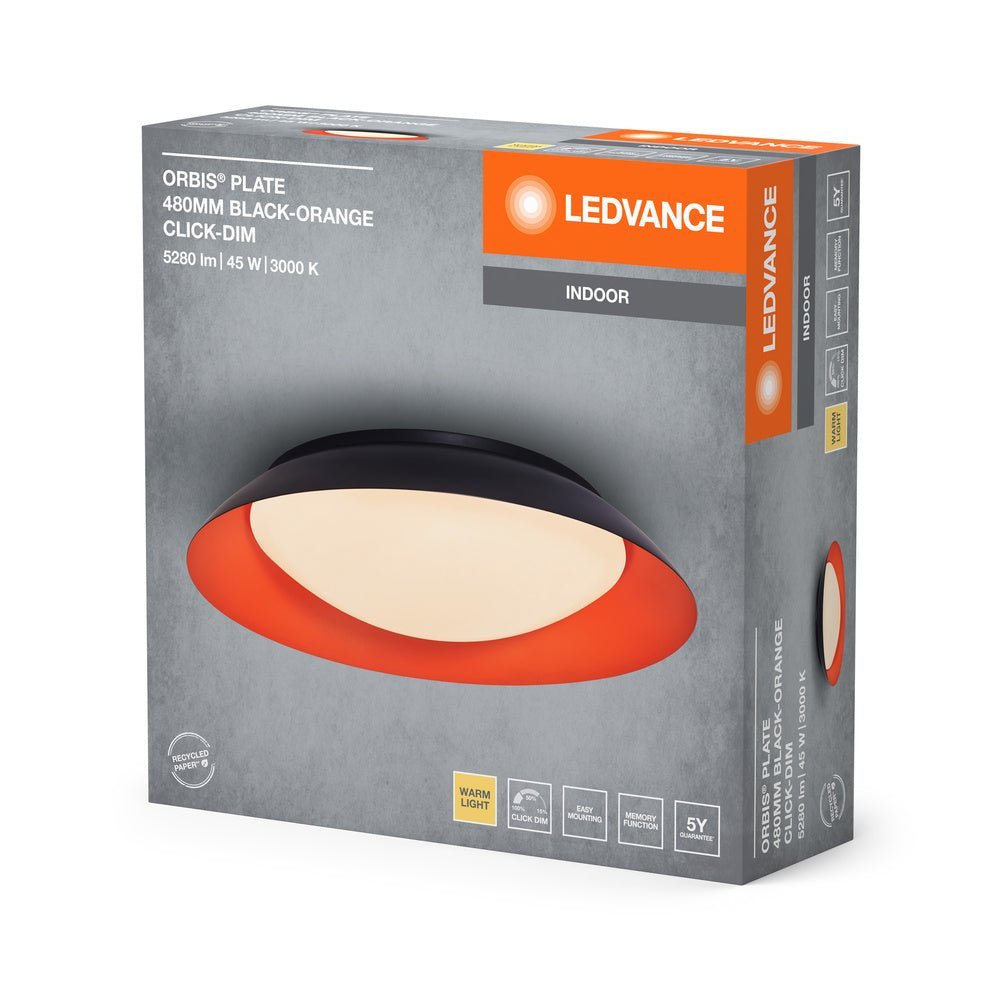 4099854285936 - LED stropní svítidlo černá + oranžová 480mm ORBIS, teplá bílá - Stropní svítidlo - LEDVANCE e - shop