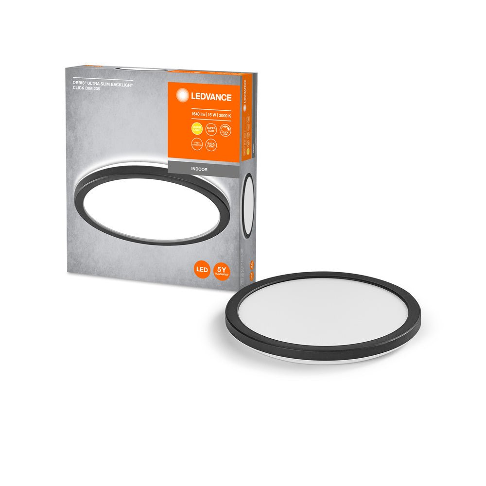 LED stropní svítidlo černé 15 W ORBIS SLIM, teplá bílá
