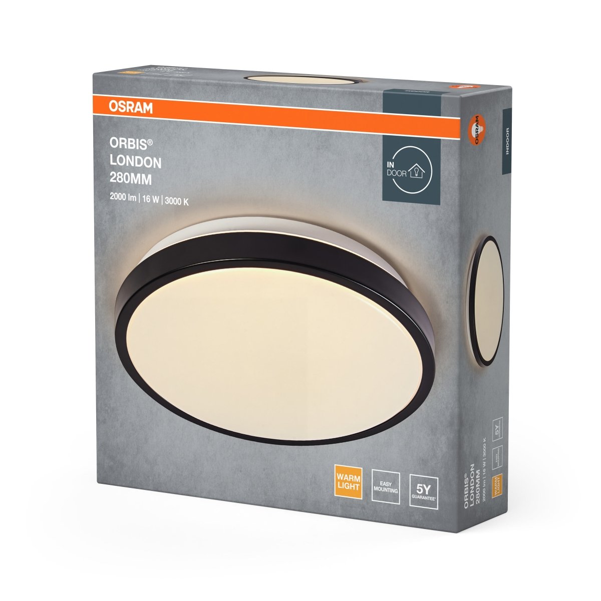 4099854448348 - LED stropní svítidlo černé 16 W LONDON 280 mm, telá bílá OSRAM - Stropní svítidlo - LEDVANCE e - shop