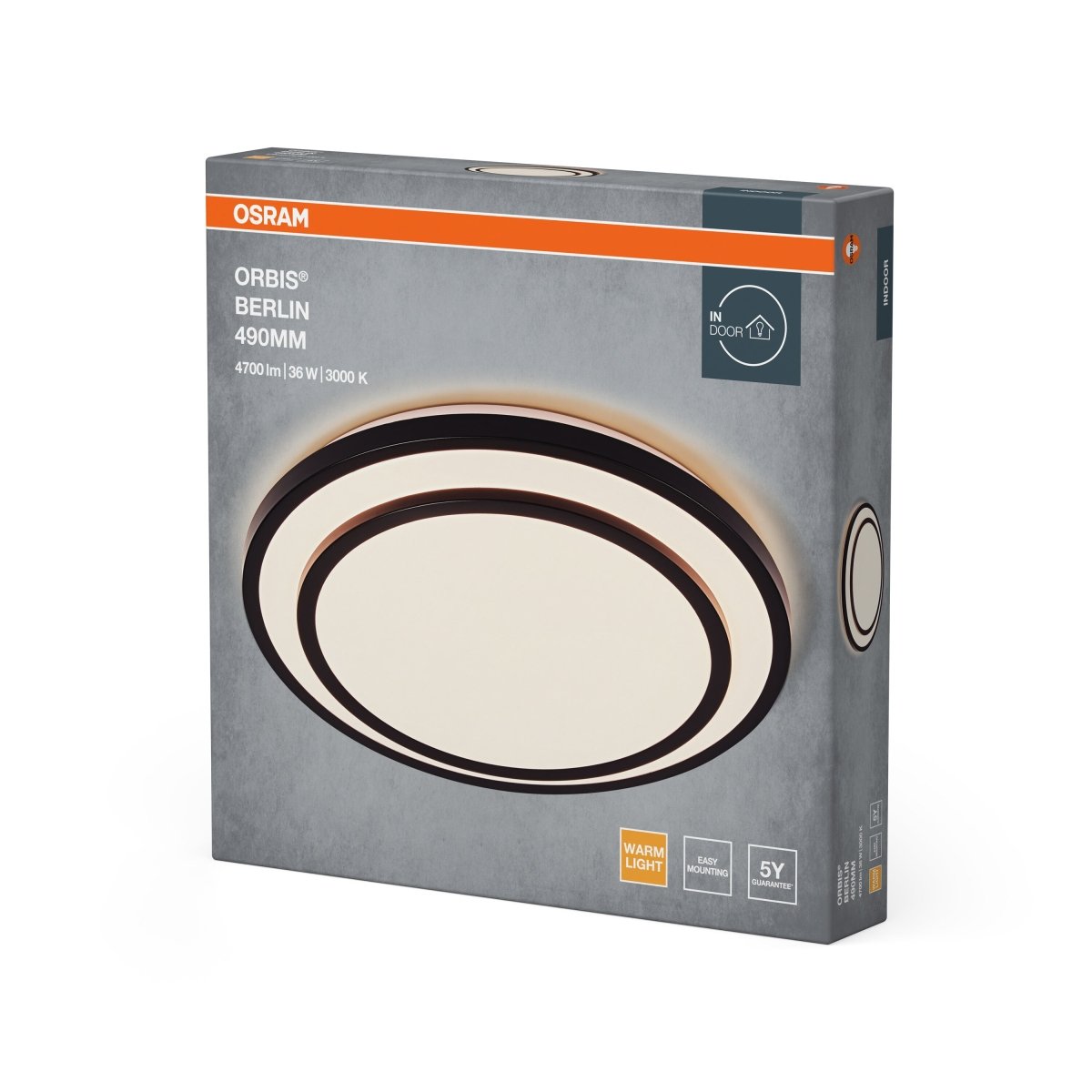 4099854446573 - LED stropní svítidlo černé 36 W BERLIN 490 mm, teplá bílá OSRAM - Stropní svítidlo - LEDVANCE e - shop