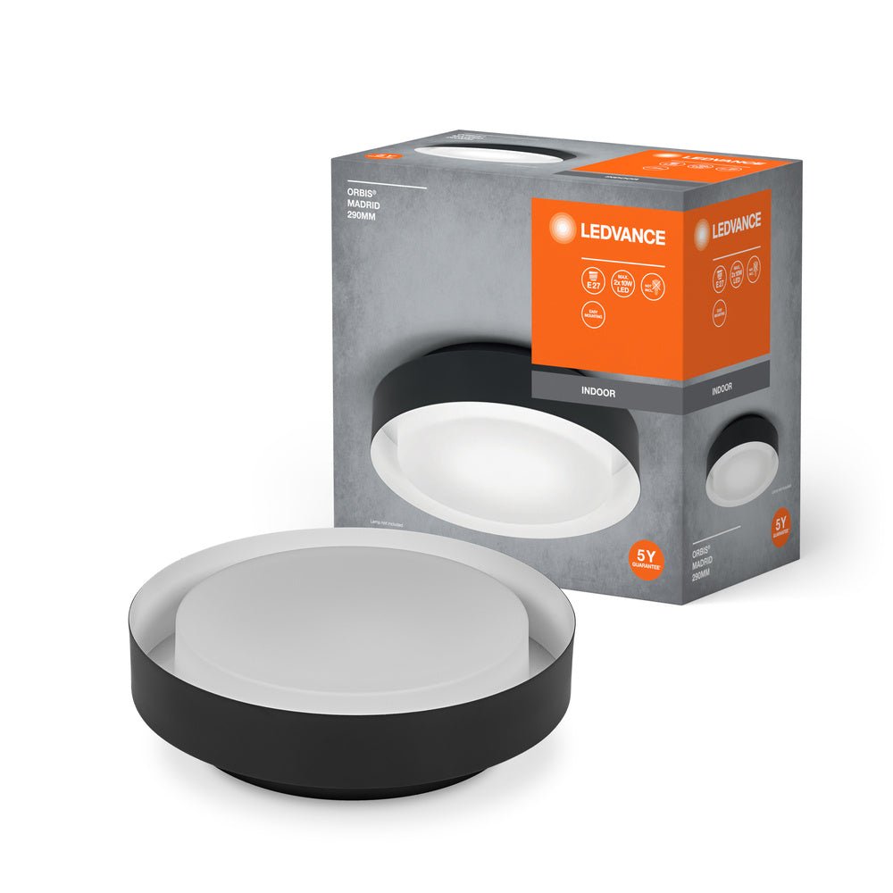 LED stropní svítidlo černé E27 ORBIS MADRID 290 mm