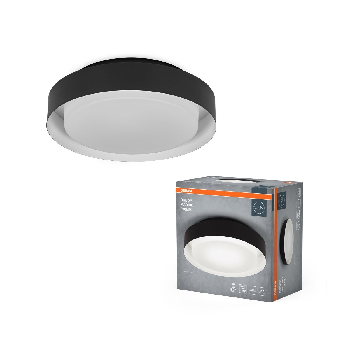 4099854448478 - LED stropní svítidlo černé E27 ORBIS MADRID 290 mm OSRAM - Stropní svítidlo - LEDVANCE e - shop