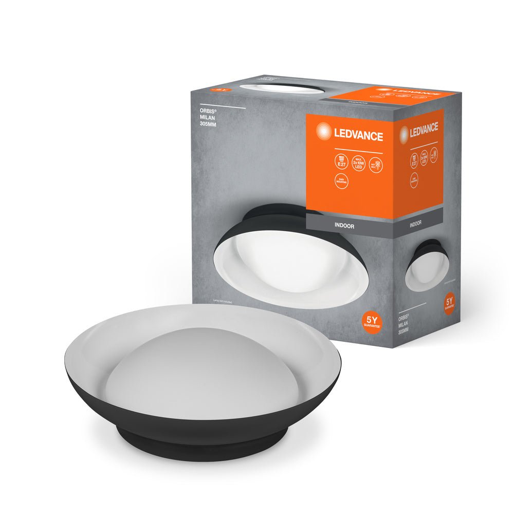 LED stropní svítidlo černé E27 ORBIS MILAN 305mm
