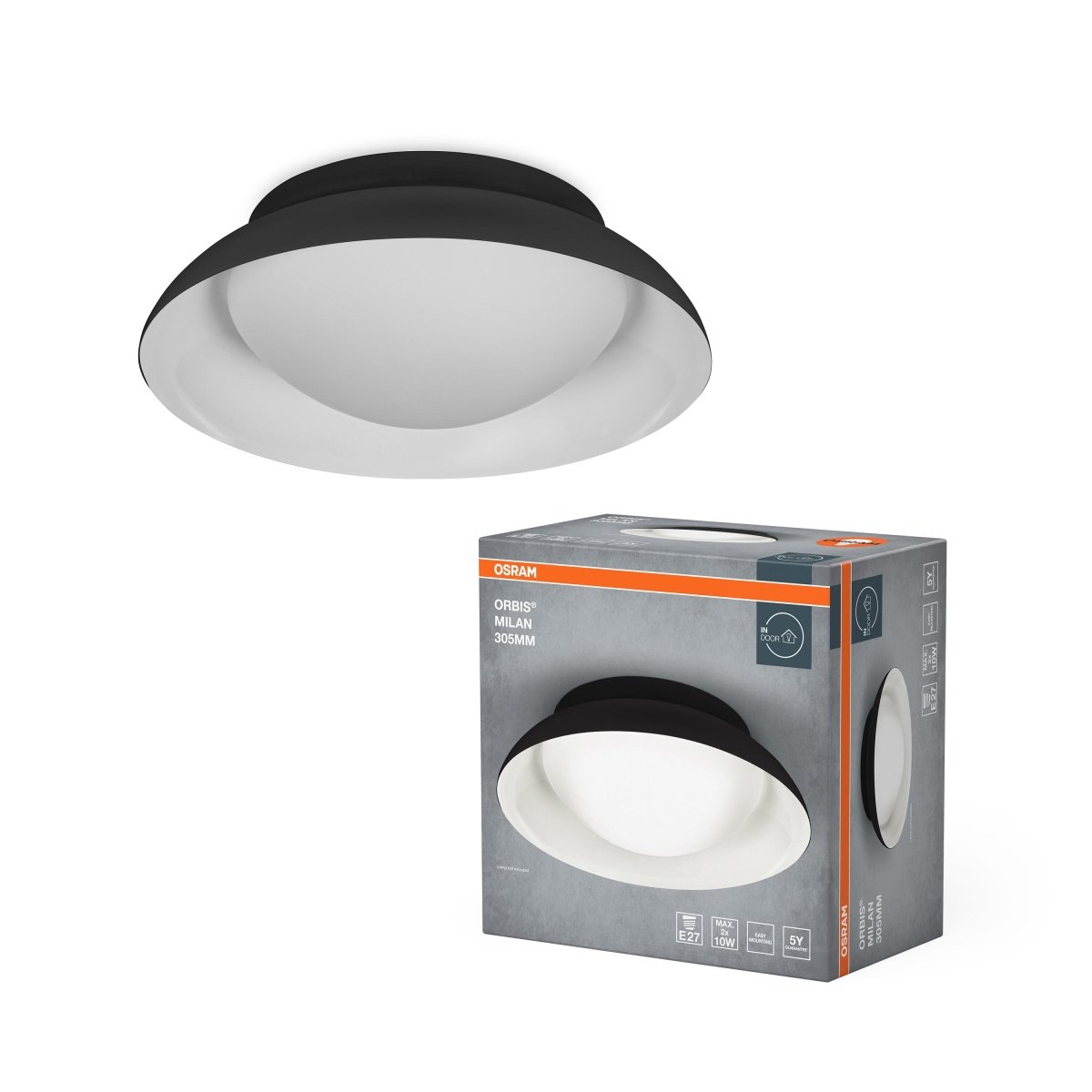 4099854449284 - LED stropní svítidlo černé E27 ORBIS MILAN 305mm OSRAM - Stropní svítidlo - LEDVANCE e - shop