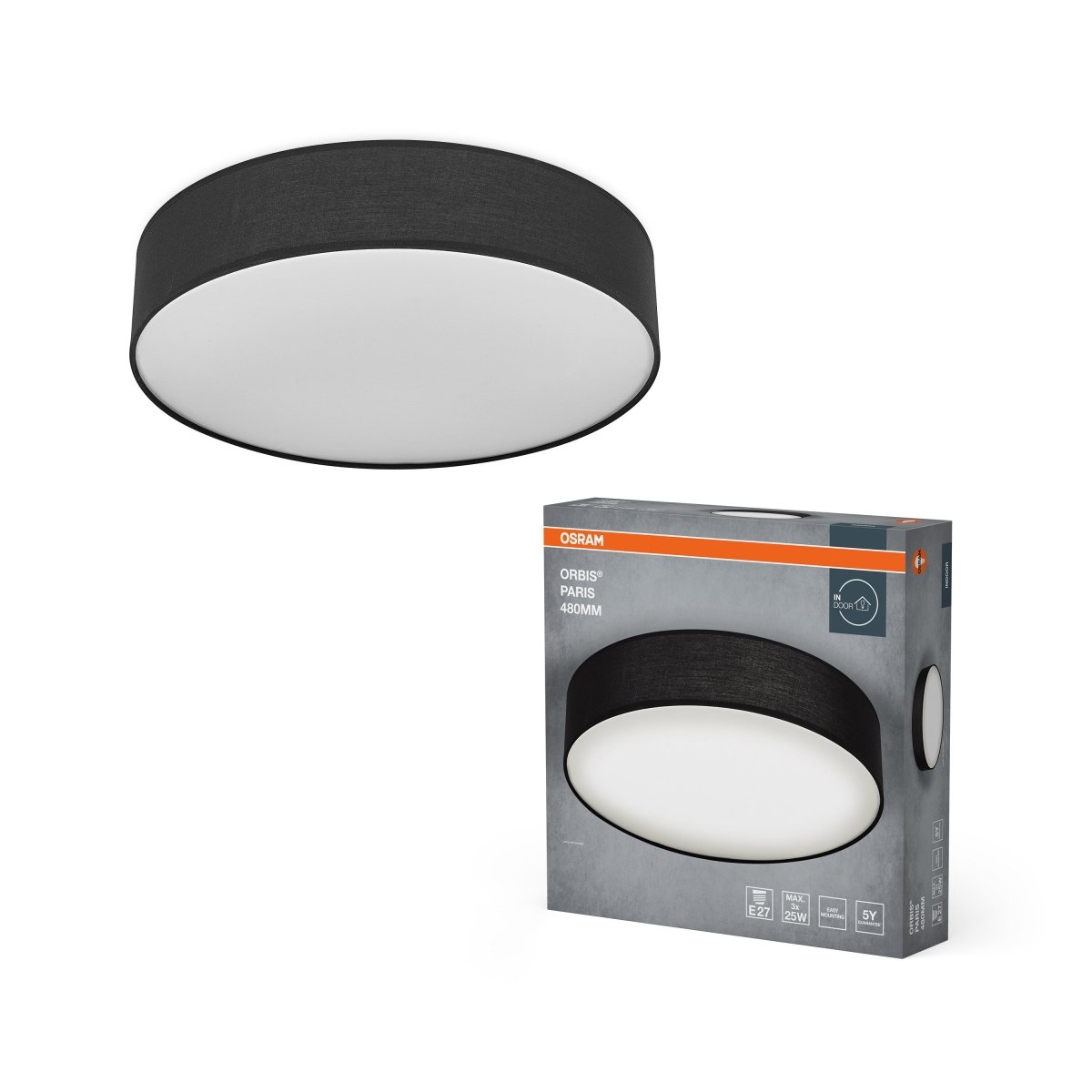 4099854449543 - LED stropní svítidlo černé E27 ORBIS PARIS 480 mm OSRAM - Stropní svítidlo - LEDVANCE e - shop