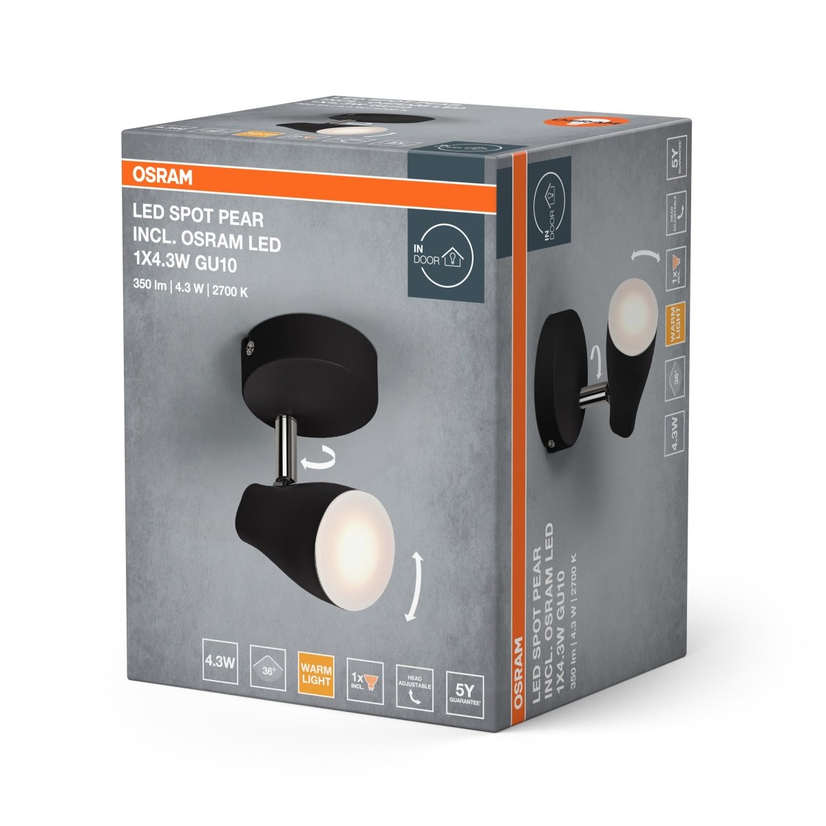 4099854473920 - LED stropní svítidlo černé SPOT PEAR 4.3 W, teplá bílá OSRAM - Stropní svítidlo - LEDVANCE e - shop