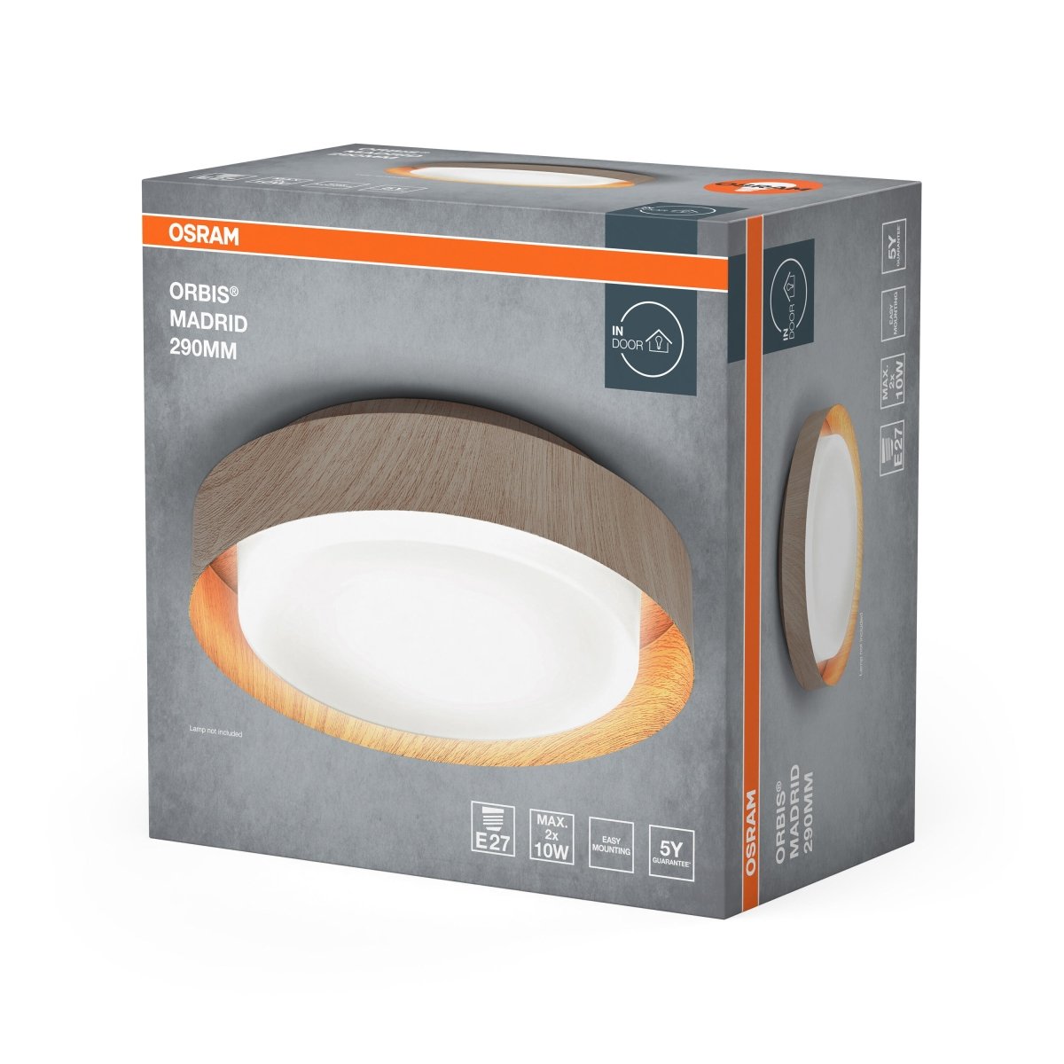 4099854448515 - LED stropní svítidlo dřevěné E27 ORBIS MADRID 290 mm OSRAM - Stropní svítidlo - LEDVANCE e - shop