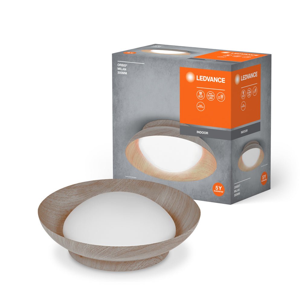LED stropní svítidlo dřevěné E27 ORBIS MILAN 305mm