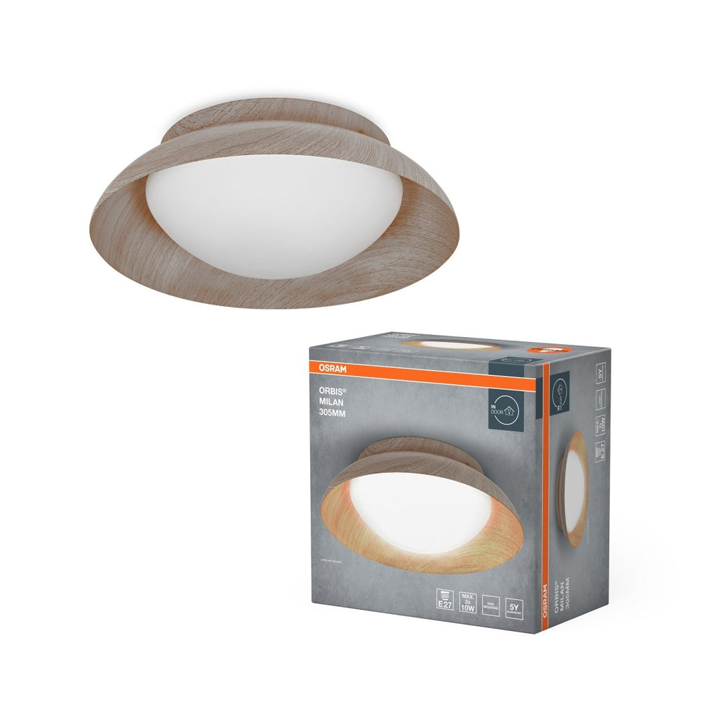 LED stropní svítidlo dřevěné E27 ORBIS MILAN 305mm OSRAM