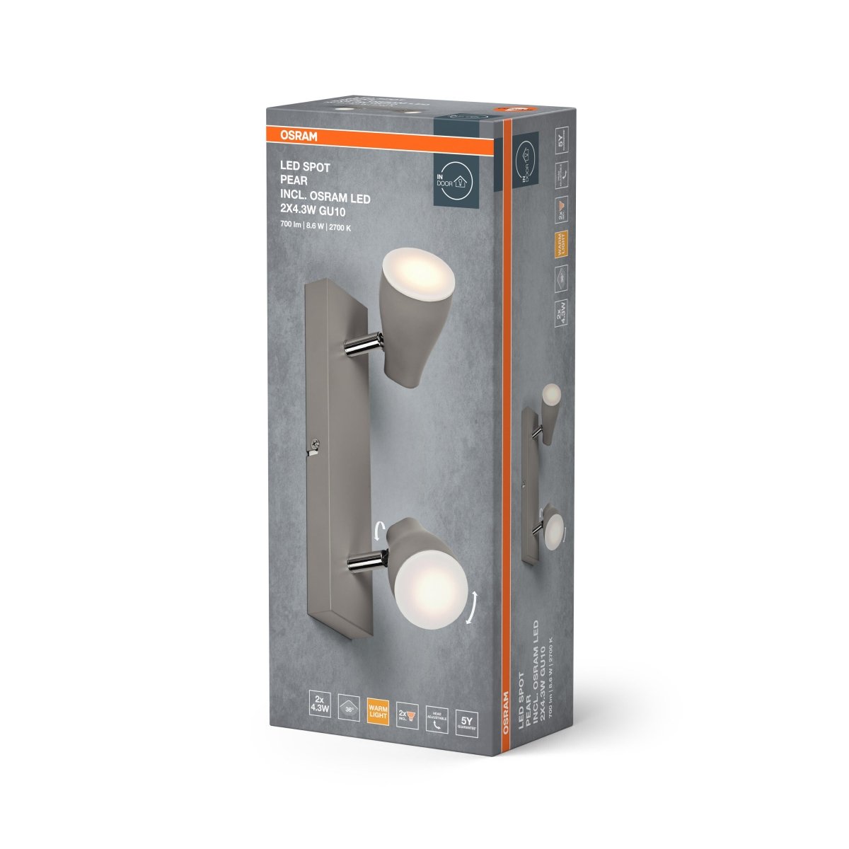 4099854473869 - LED stropní svítidlo šedé SPOT PEAR 8.6 W, teplá bílá OSRAM - Stropní svítidlo - LEDVANCE e - shop